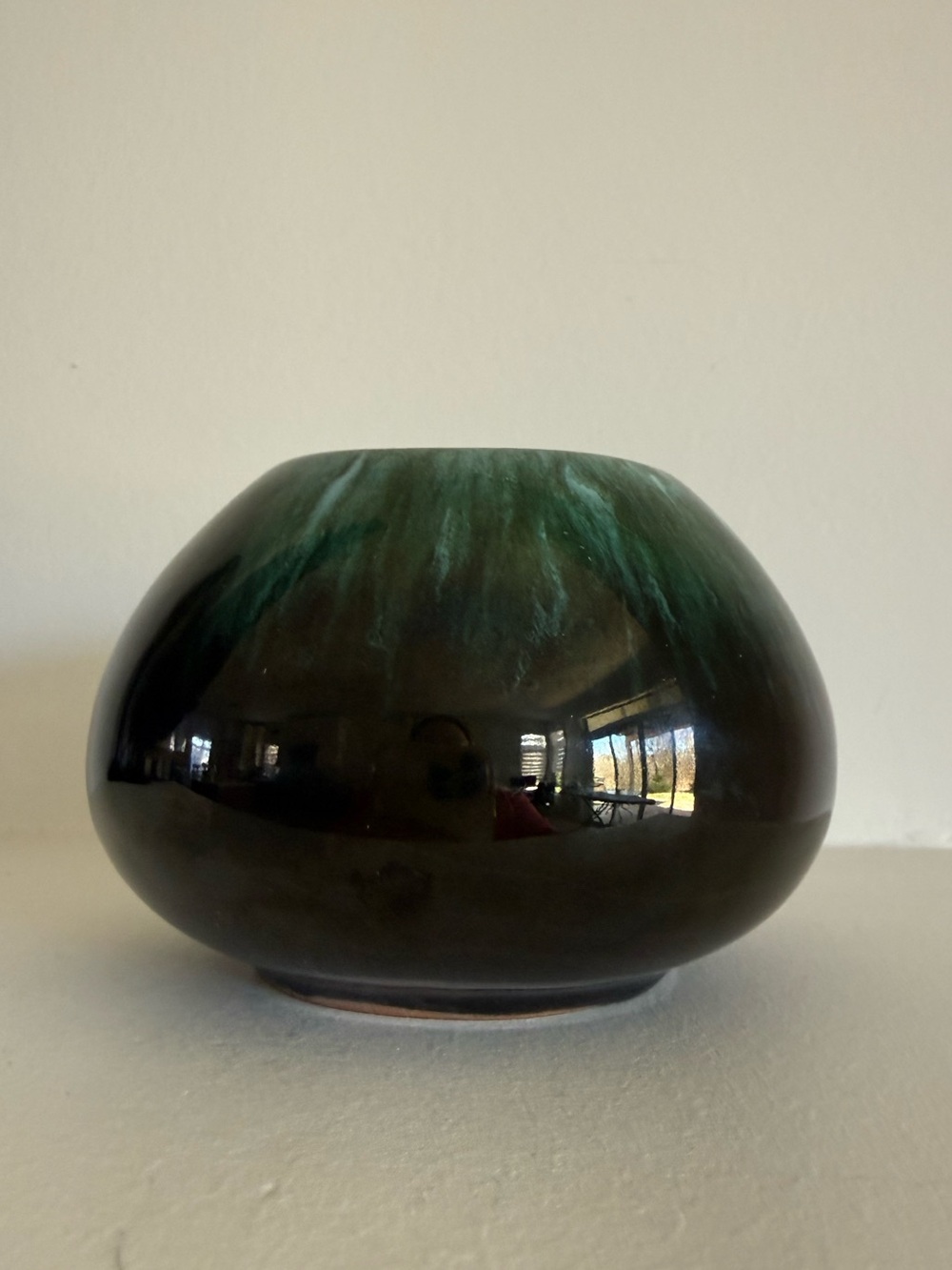 Hand-Blown Glass Decorative Vase in Deep Green